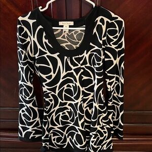 White House Black Market zebra Black and White Tunic